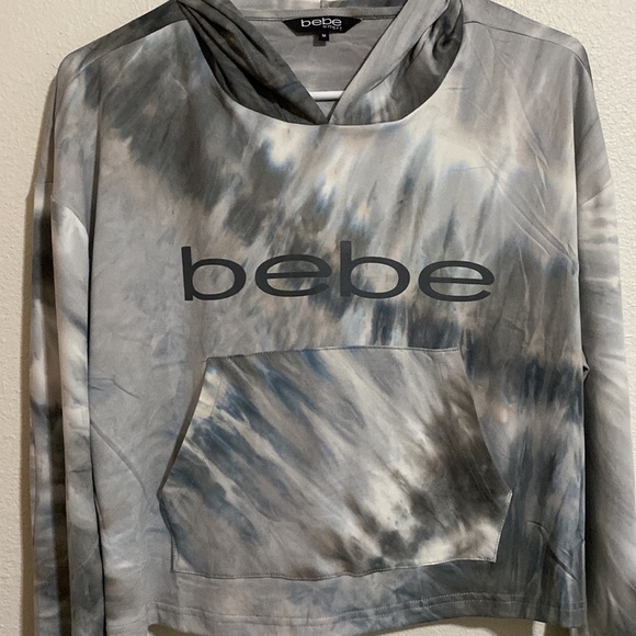 BEBE SPORT TIE DYE LS HOODIE GRAY/WHITE COLOR SIZE MEDIUM - Picture 2 of 8